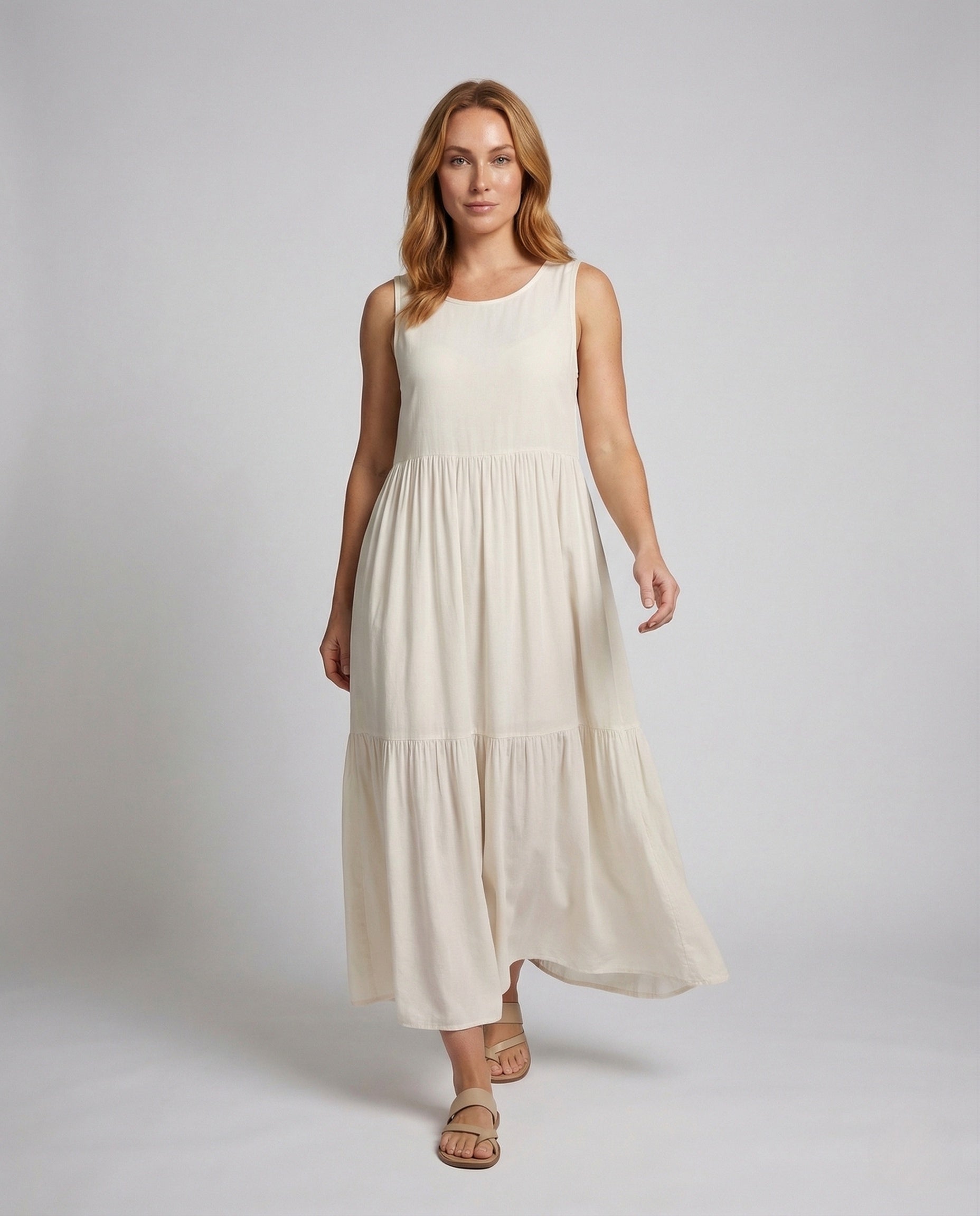 Abito Maxidress Donna Stampa Gonna a Balze - Brentozzi