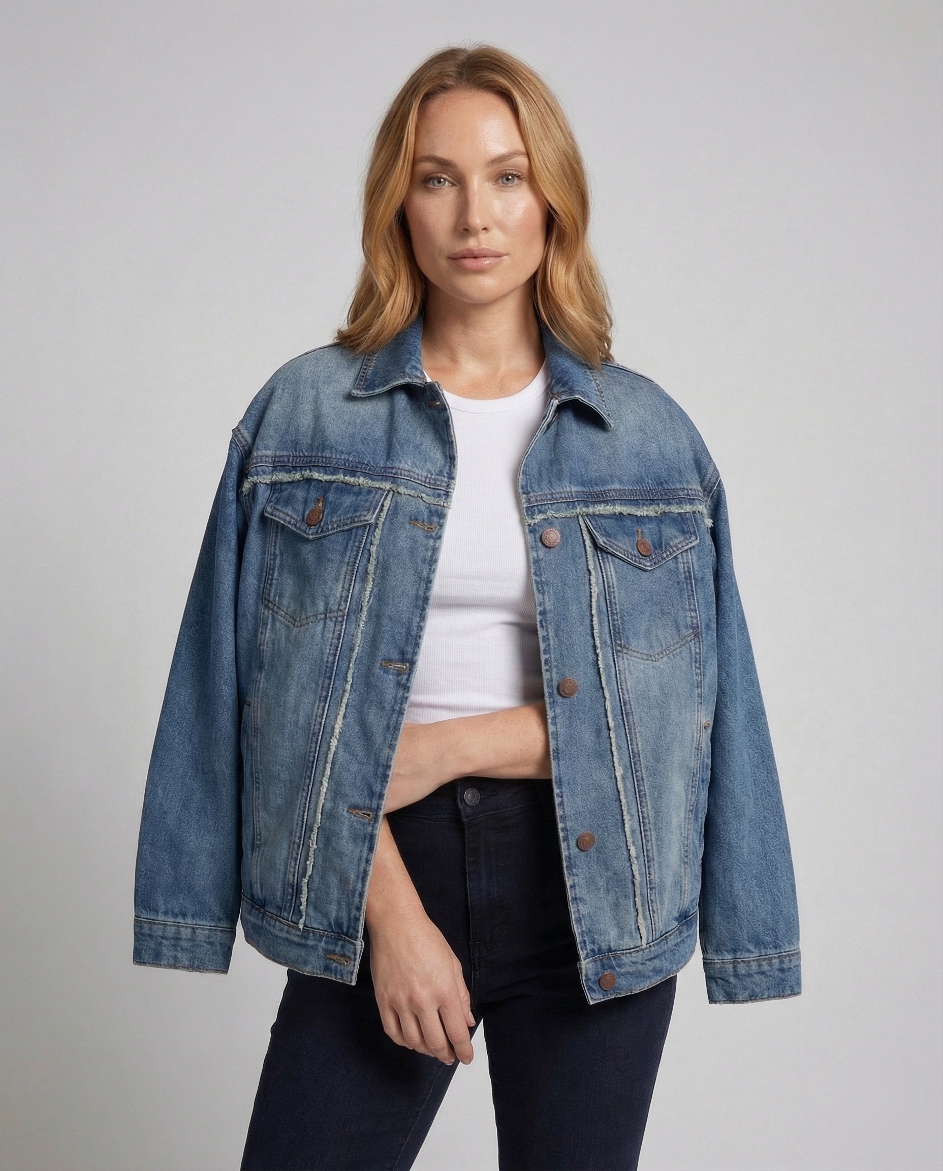 Giacca Jeans Donna Svasata con Frange - Brentozzi
