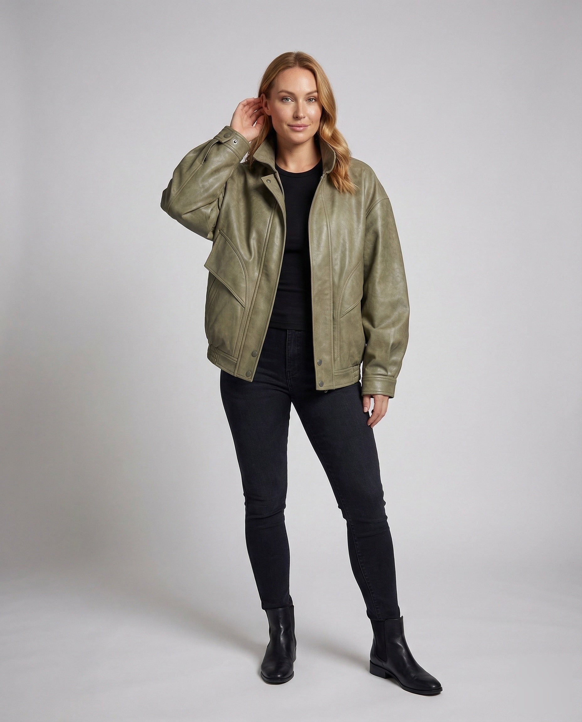 Giacca Bomber Donna in Pelle Vestibilità Ampia - Brentozzi