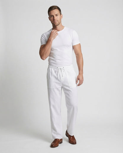 Pantaloni Lino Uomo Vestibilità Ampia Traspirante - Brentozzi