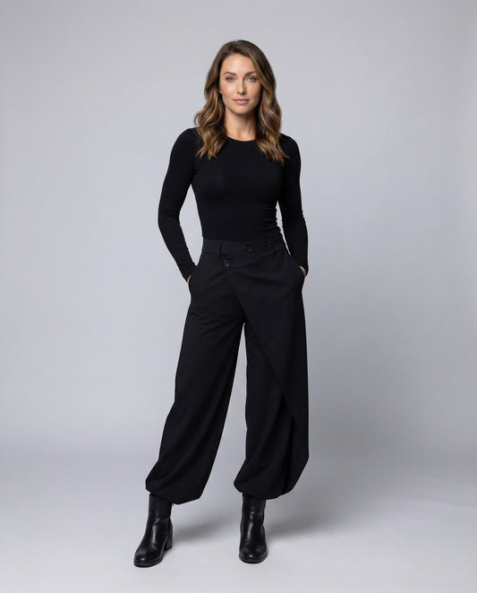 Pantaloni Donna a Vita Alta Ampia Vestibilità - Brentozzi