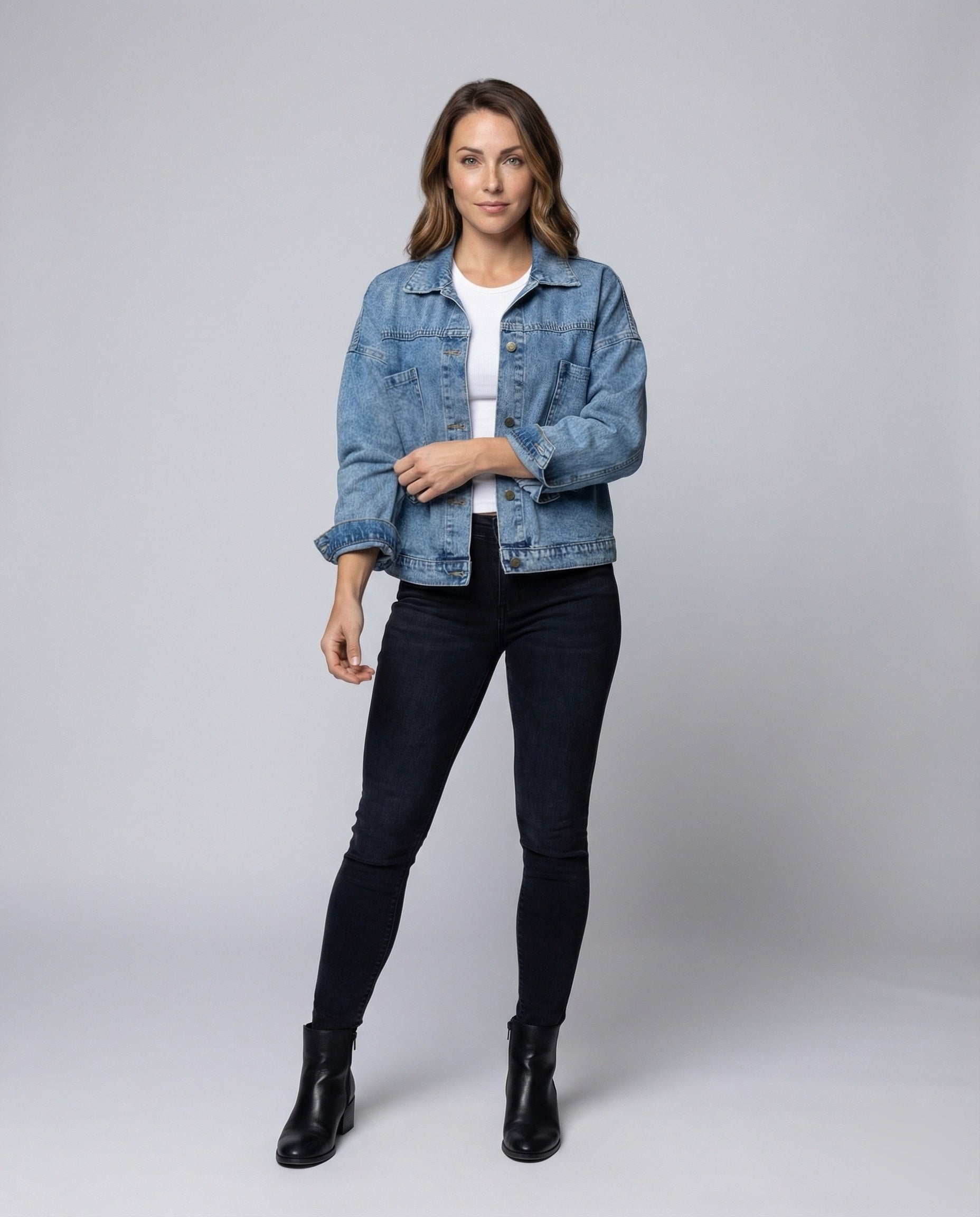 Giacca Denim Donna Corto Oversize - Brentozzi