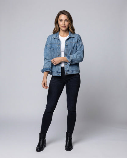 Giacca Denim Donna Corto Oversize - Brentozzi