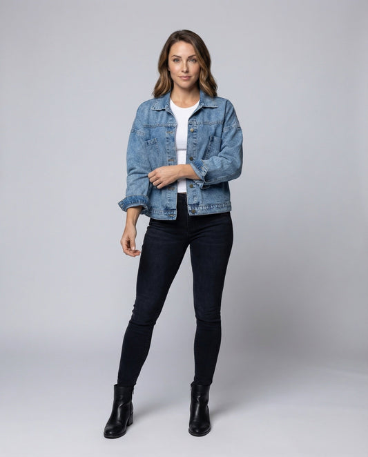 Giacca Denim Donna Corto Oversize - Brentozzi