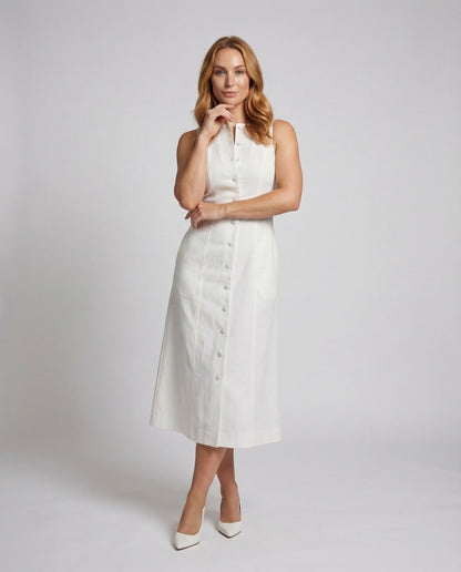 Abito Midi Donna Scollo con Spacco e Taglio Sagomato - Brentozzi