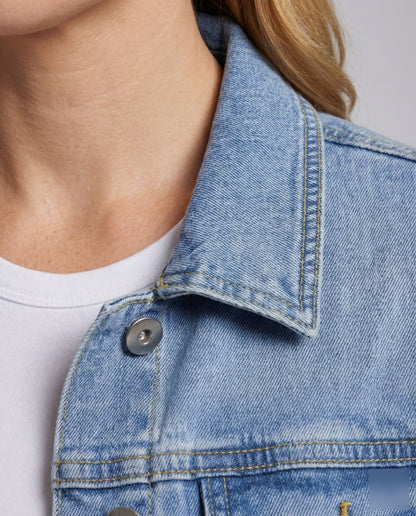 Giacca Jeans Donna Boxy Bottoni a Pressione