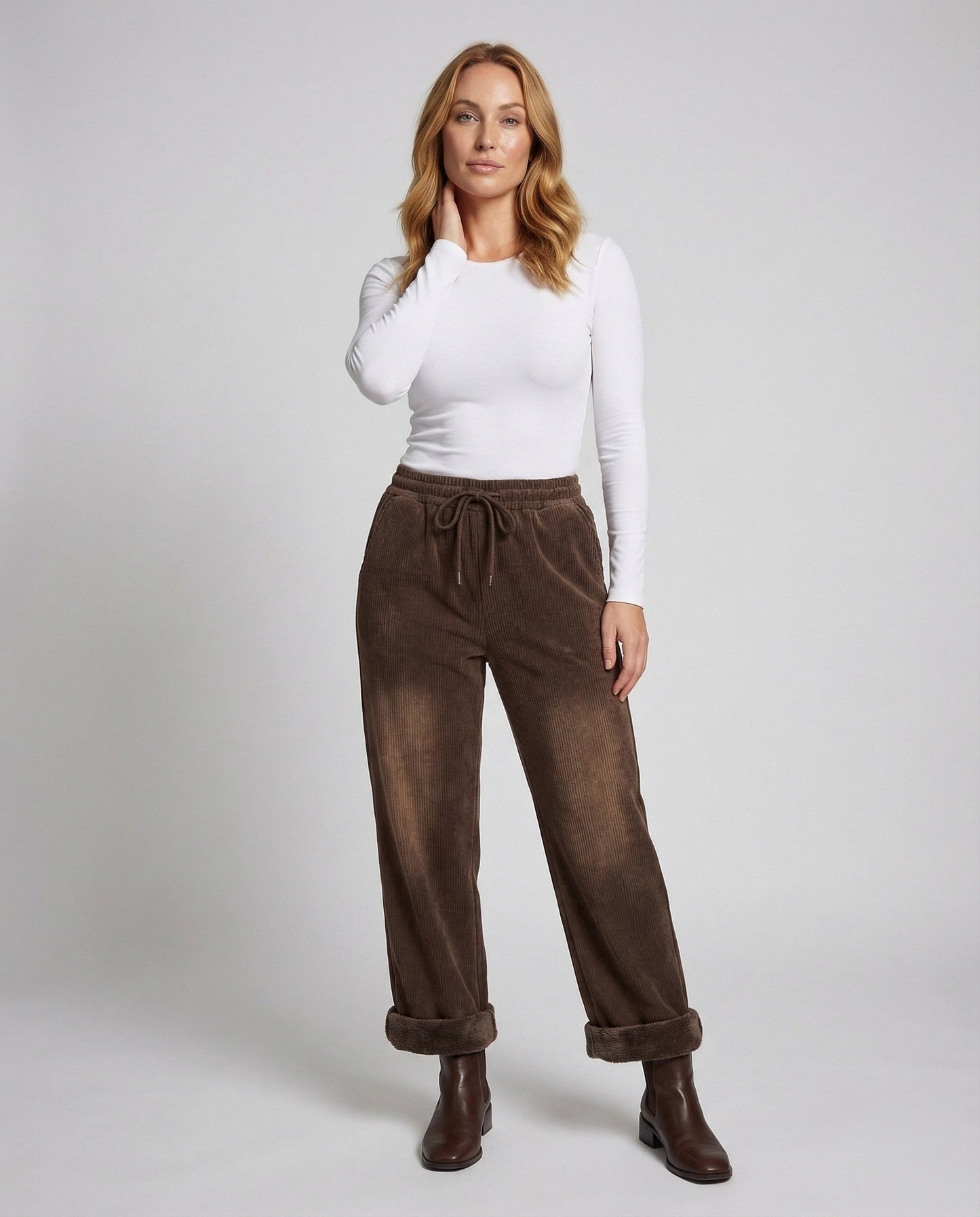 Pantaloni Termici Donna in Velluto con Fodera Teddy - Brentozzi