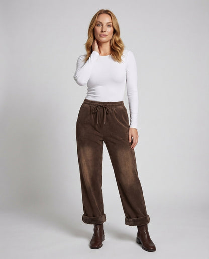Pantaloni Termici Donna in Velluto con Fodera Teddy - Brentozzi