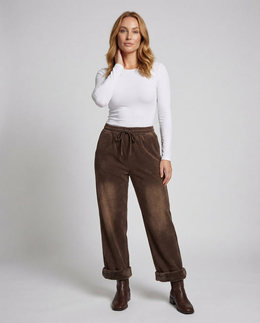 Pantaloni Termici Donna in Velluto con Fodera Teddy - Brentozzi