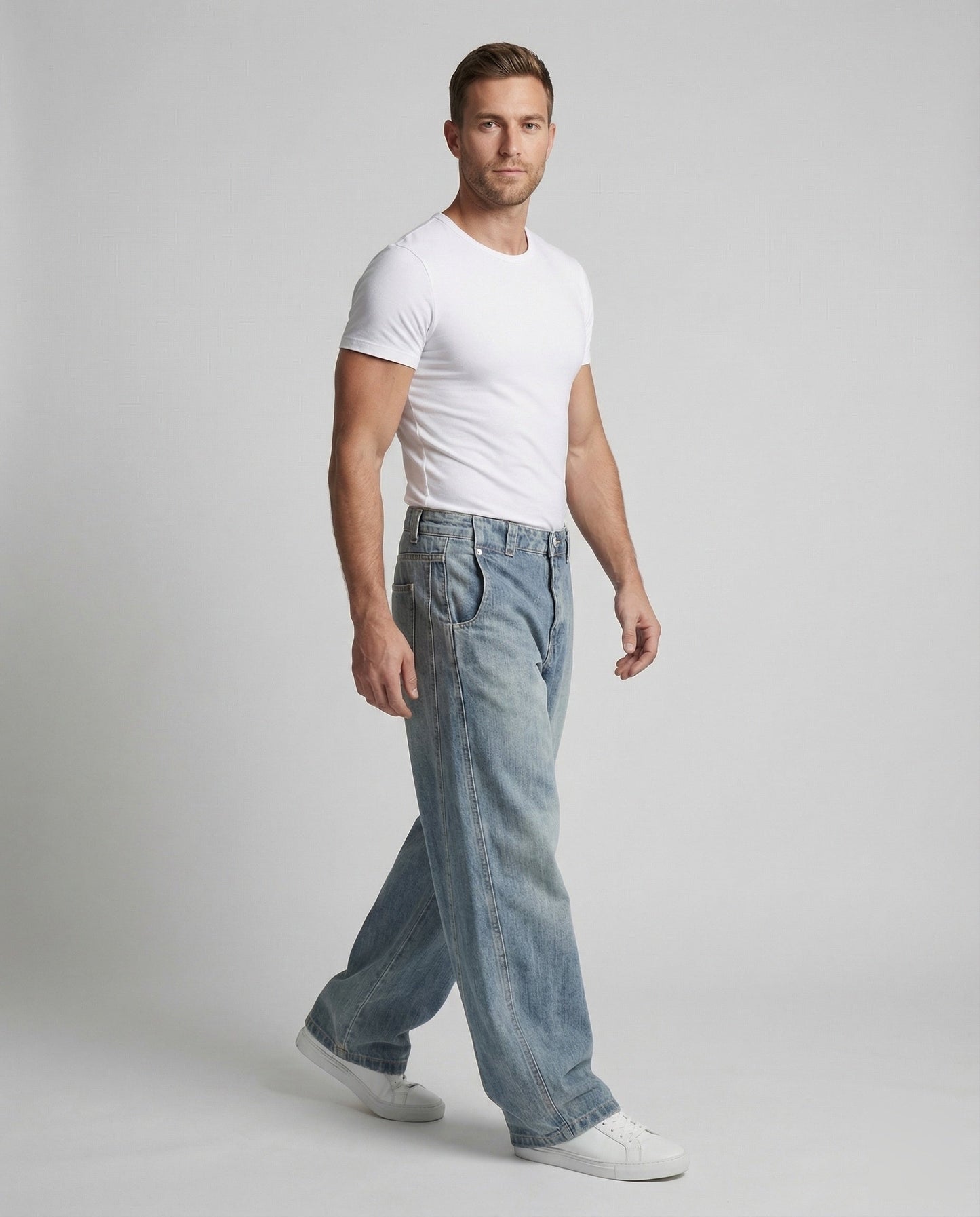 Pantaloni Uomo Denim Taglio Ampio - Brentozzi