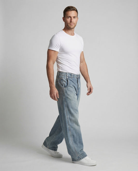 Pantaloni Uomo Denim Taglio Ampio - Brentozzi