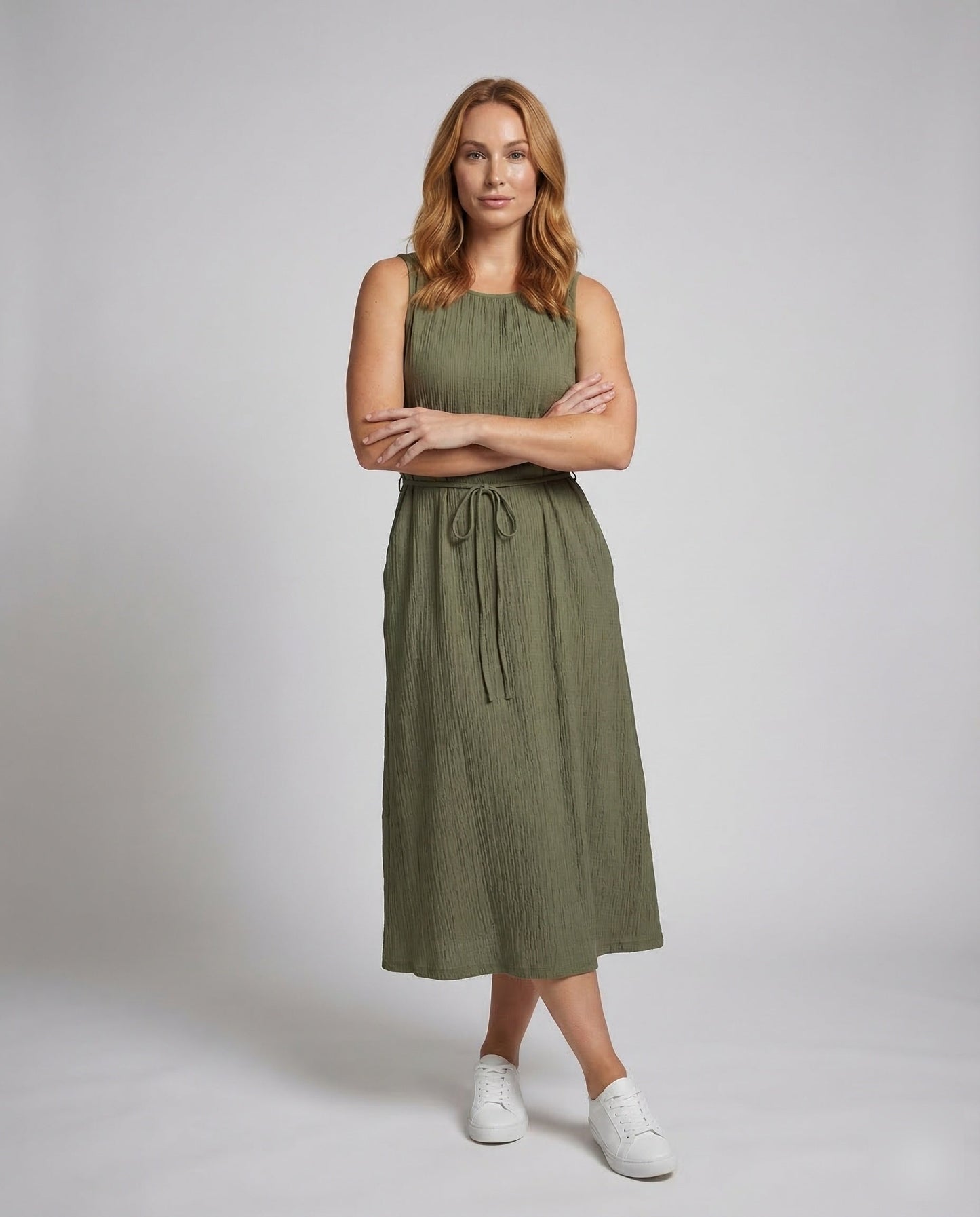 Abito Maxi Donna in Maglia Costina con Cintura - Brentozzi