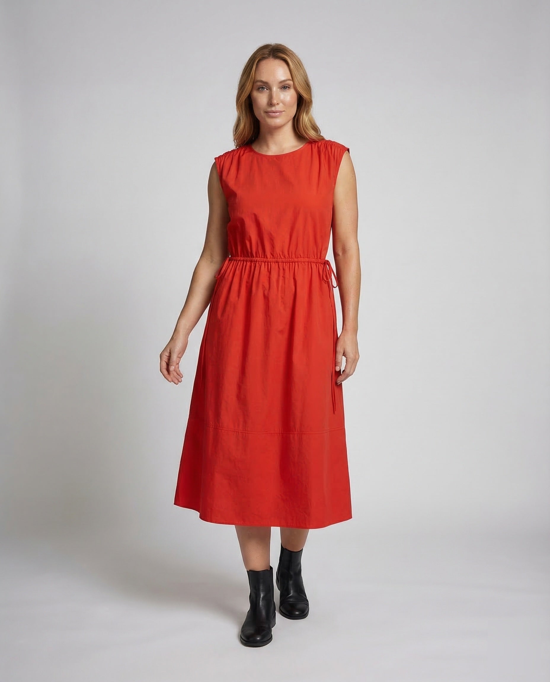 Abito Midi Donna Cotone con Coulisse al Girovita - Brentozzi