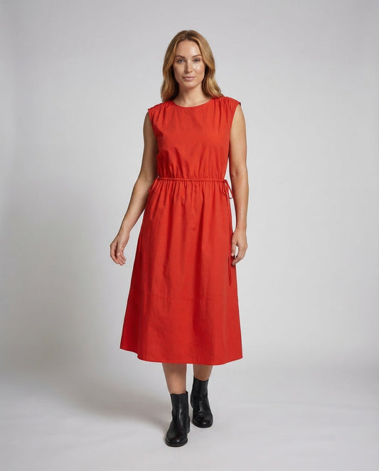 Abito Midi Donna Cotone con Coulisse al Girovita - Brentozzi