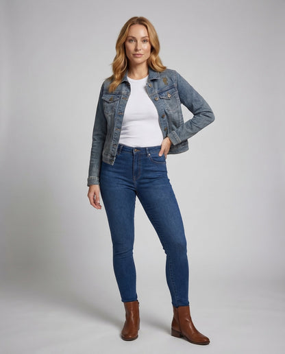 Giacca Jeans Donna Ricamata Cuore Regular Fit - Brentozzi