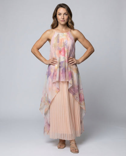 Abito Maxidress Donna in Chiffon Spalline Sottili - Brentozzi
