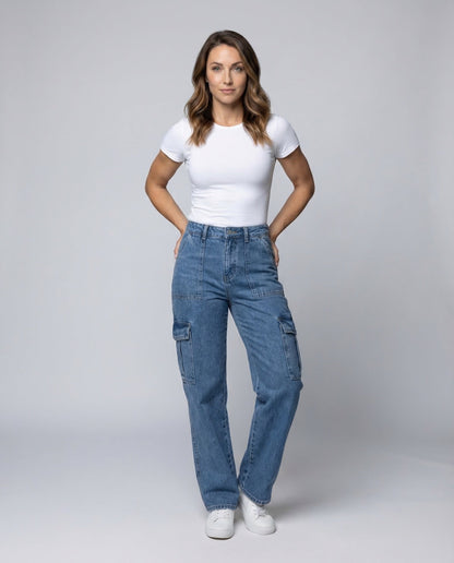 Pantaloni Donna Jeans Lavoro Taglio Dritto - Brentozzi