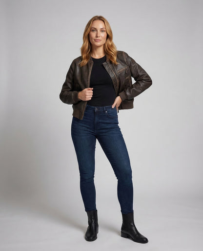Giacca Bomber Donna in Pelle Corto - Brentozzi