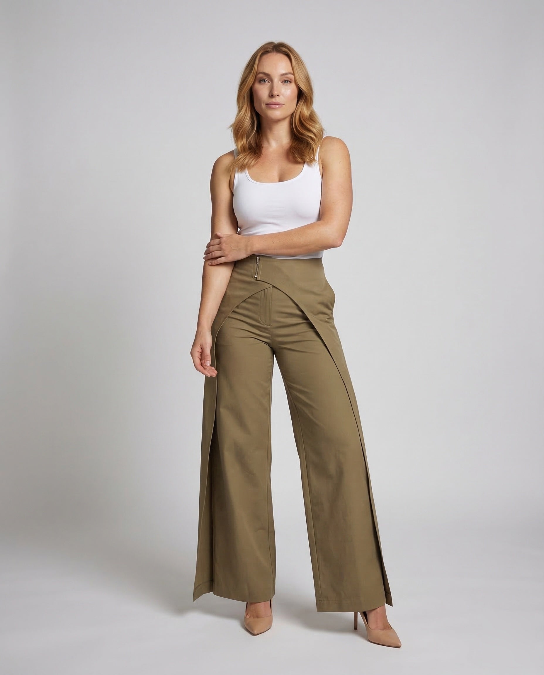 Pantaloni Palazzo Donna Effetto Incrociato Fluidi - Brentozzi