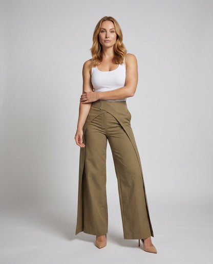 Pantaloni Palazzo Donna Effetto Incrociato Fluidi - Brentozzi