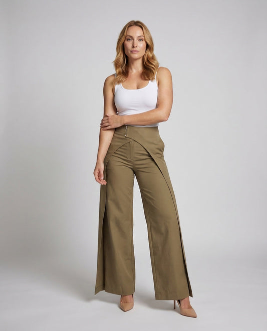 Pantaloni Palazzo Donna Effetto Incrociato Fluidi - Brentozzi