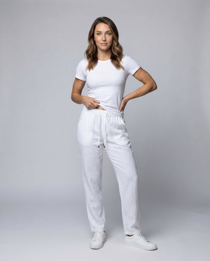 Pantaloni Jogging Lino Donna Taglio Tapered - Brentozzi