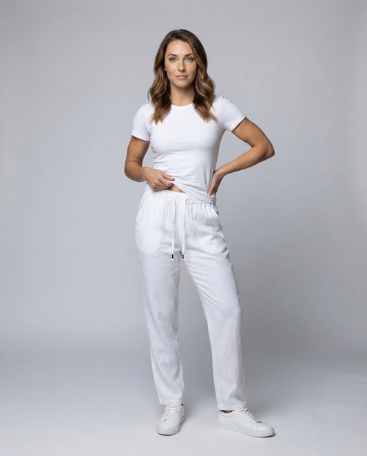 Pantaloni Jogging Lino Donna Taglio Tapered - Brentozzi