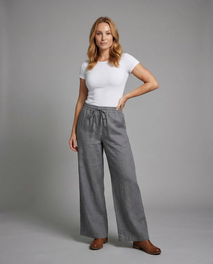 Pantaloni Lino Donna Vita Regolabile - Brentozzi