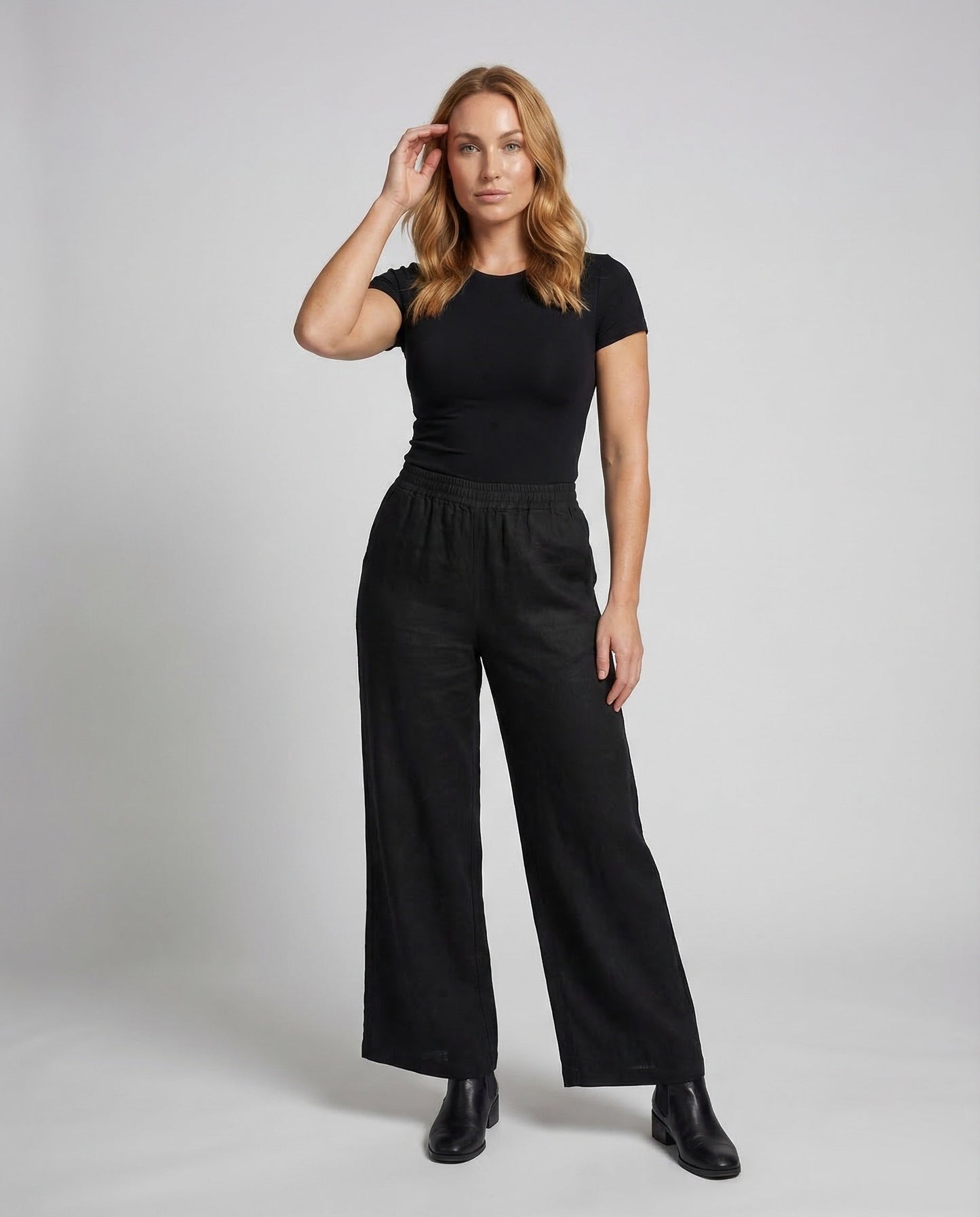 Pantaloni Palazzo Donna in Misto Lino Vestibilità Ampia - Brentozzi