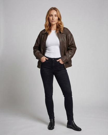 Giacca Donna in Ecopelle Boxy Rever - Brentozzi