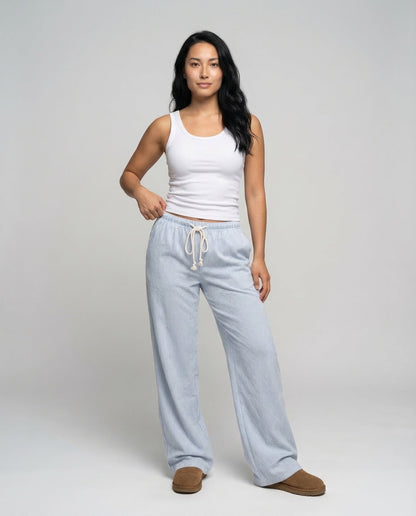 Pantaloni Donna Relax in Maglia a Costine Taglio Largo - Brentozzi