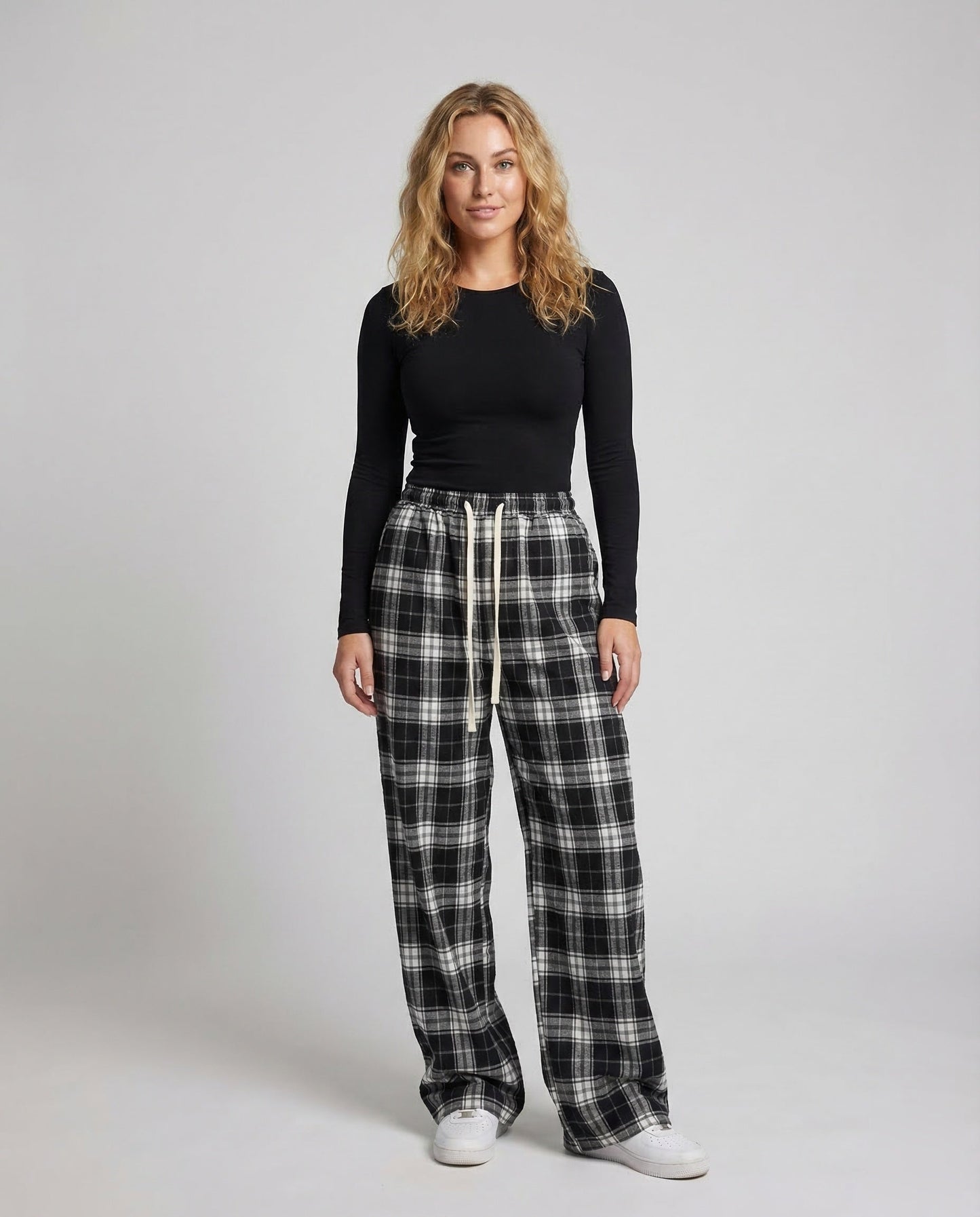 Pantaloni Donna a Quadri Ampi con Coulisse - Brentozzi