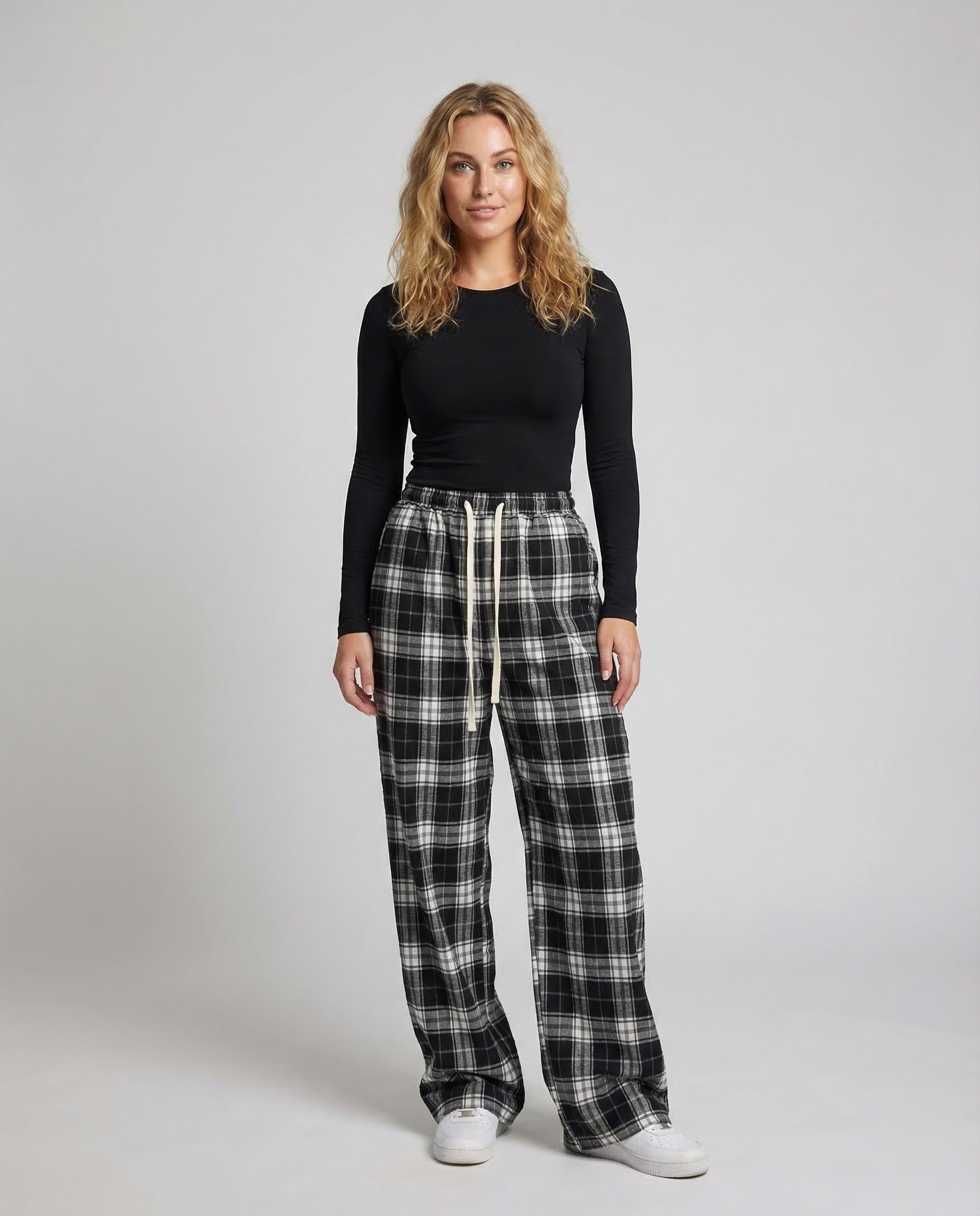 Pantaloni Donna a Quadri Ampi con Coulisse - Brentozzi