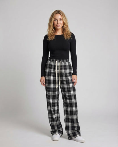 Pantaloni Donna a Quadri Ampi con Coulisse - Brentozzi