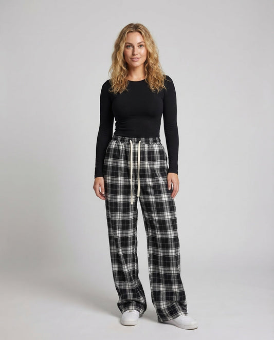 Pantaloni Donna a Quadri Ampi con Coulisse - Brentozzi