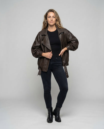 Giacca Biker Donna in Ecopelle Oversize - Brentozzi