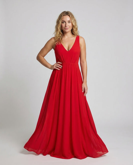 Abito Maxidress Donna in Chiffon Plissettato - Brentozzi
