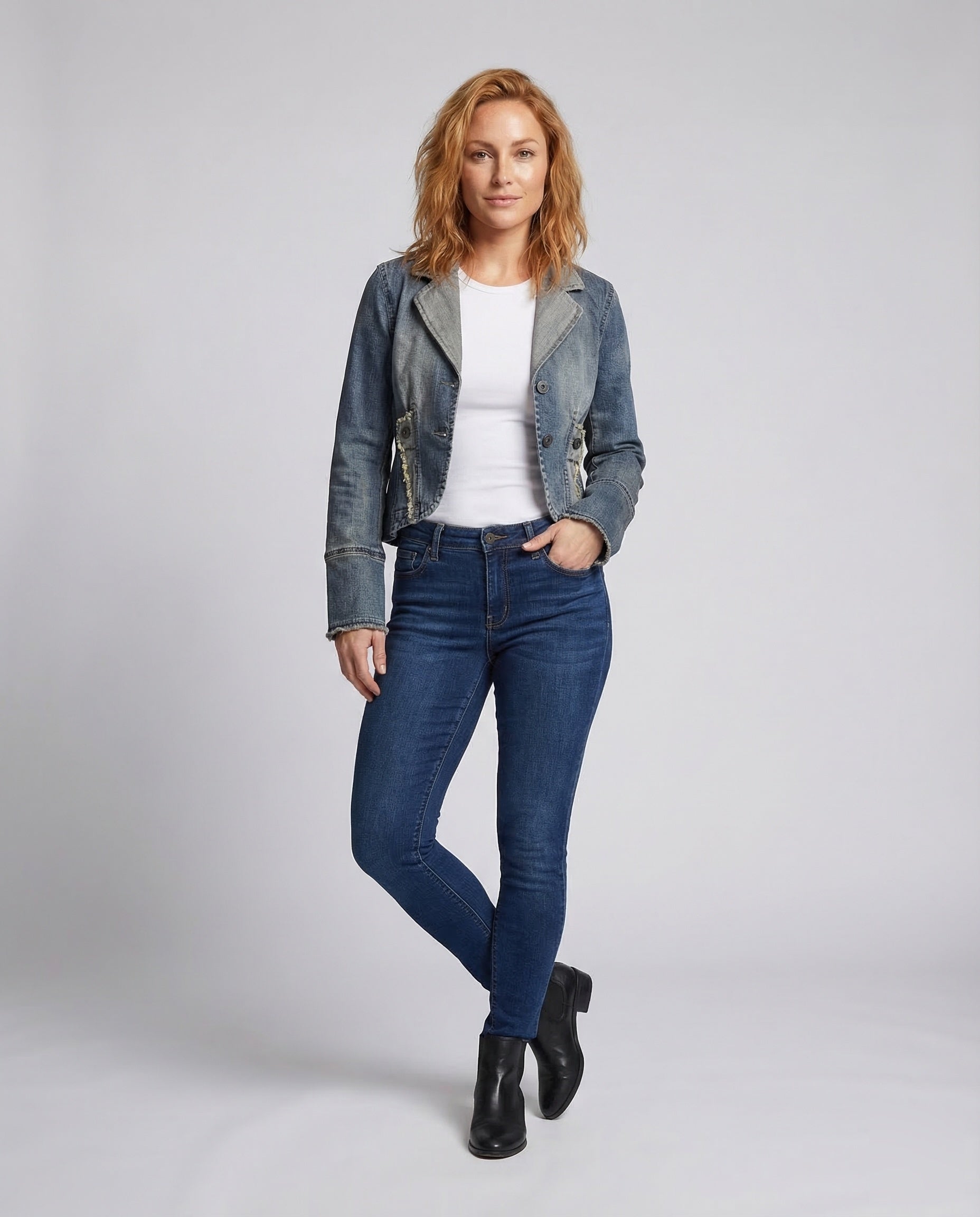Blazer Donna Jeans Taglio Scollo Slim - Brentozzi