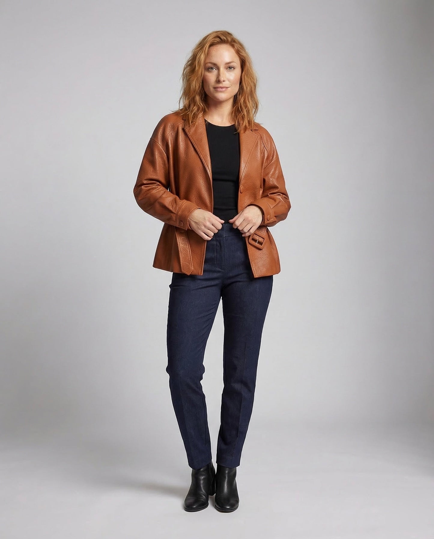 Blazer Donna in Ecopelle con Cintura Slim - Brentozzi