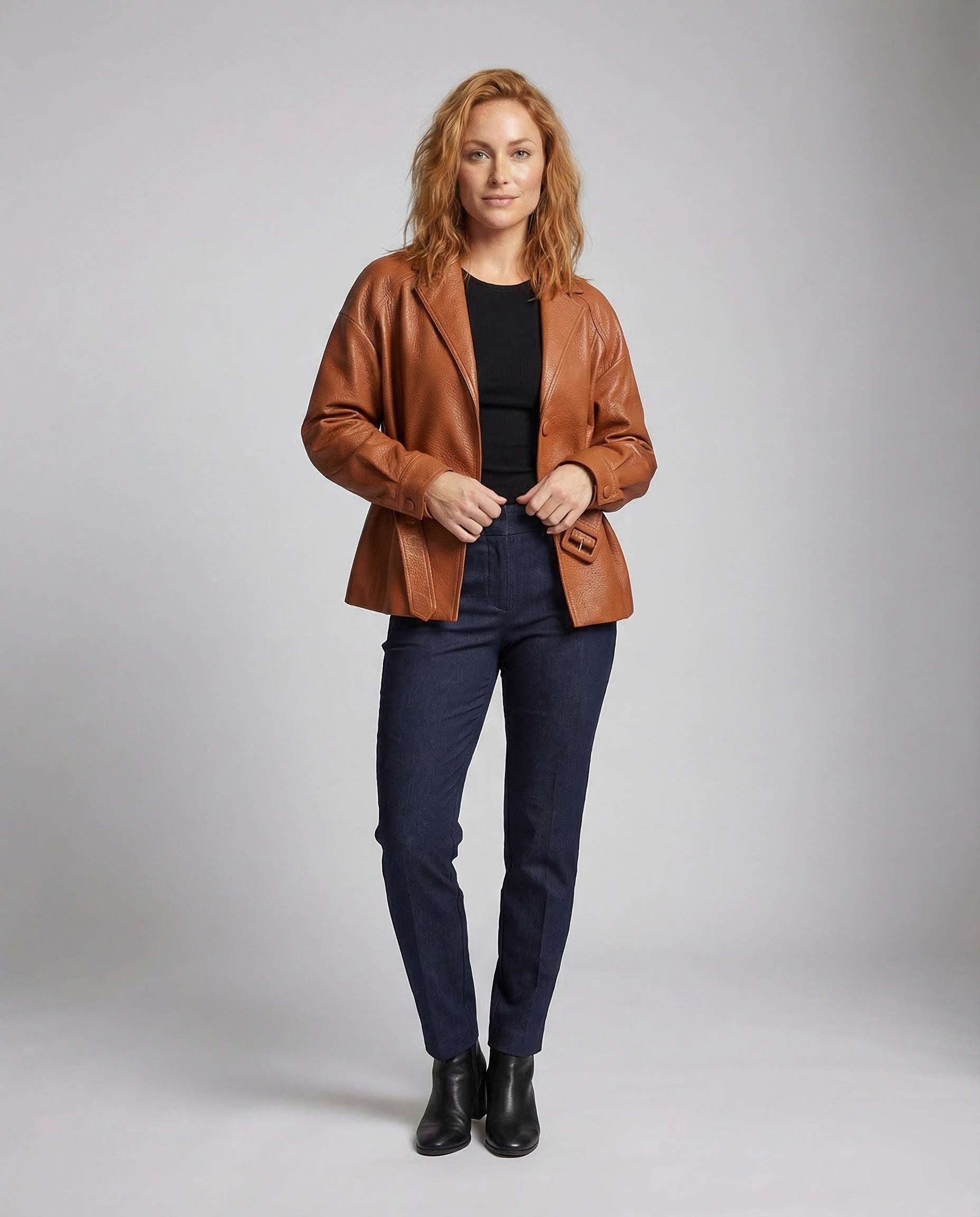 Blazer Donna in Ecopelle con Cintura Slim - Brentozzi