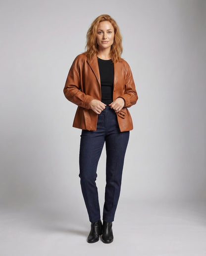 Blazer Donna in Ecopelle con Cintura Slim - Brentozzi