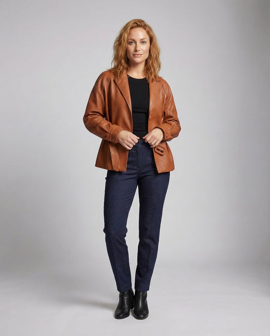 Blazer Donna in Ecopelle con Cintura Slim - Brentozzi