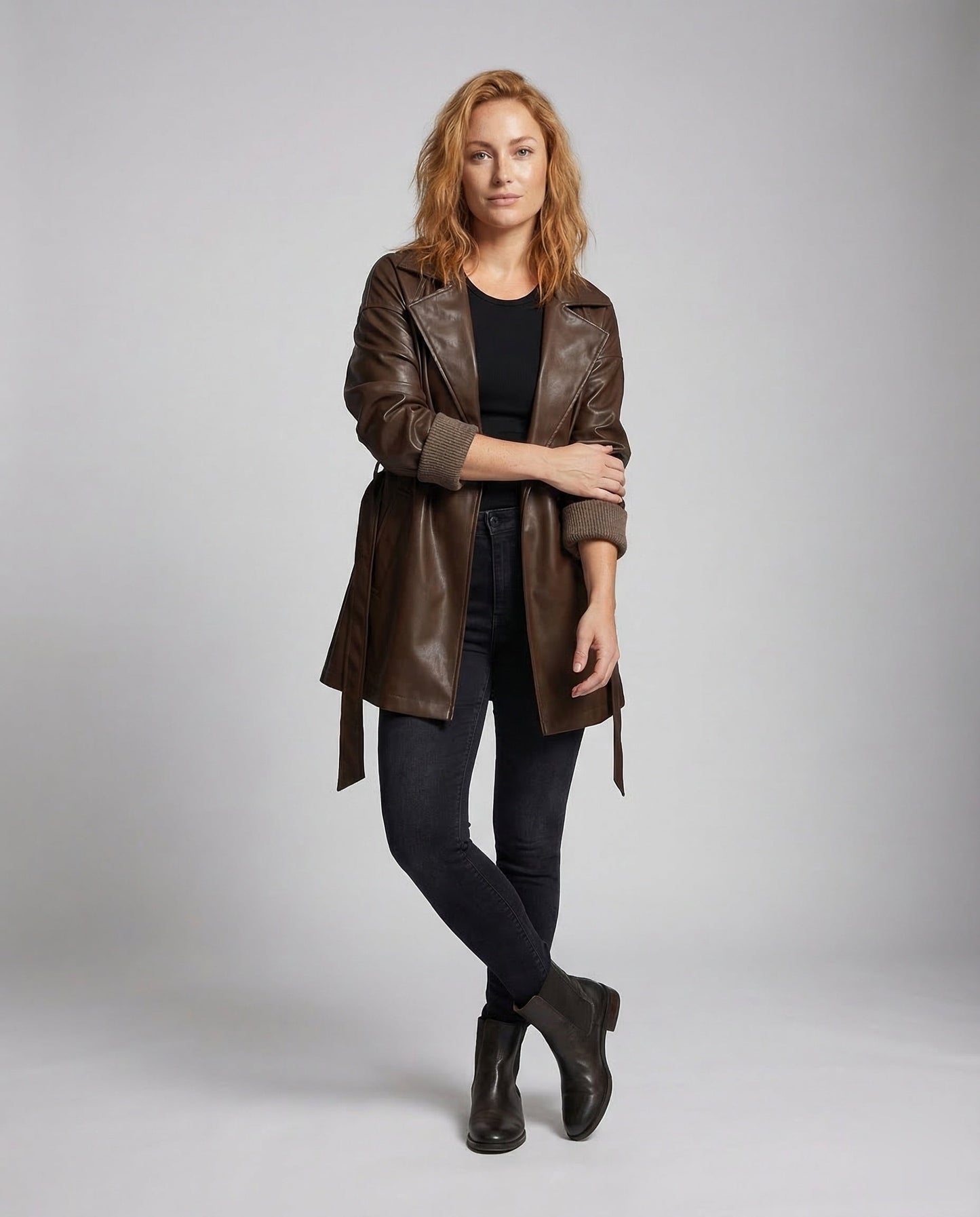 Trench Corto Donna in Pelle Slim - Brentozzi
