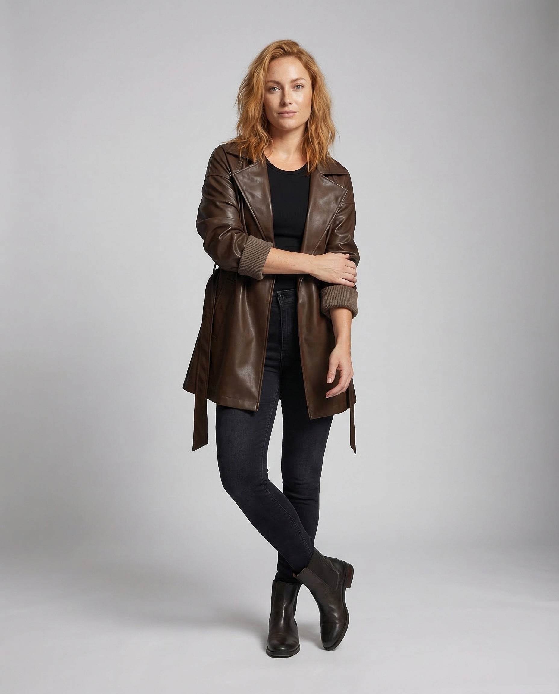 Trench Corto Donna in Pelle Slim - Brentozzi