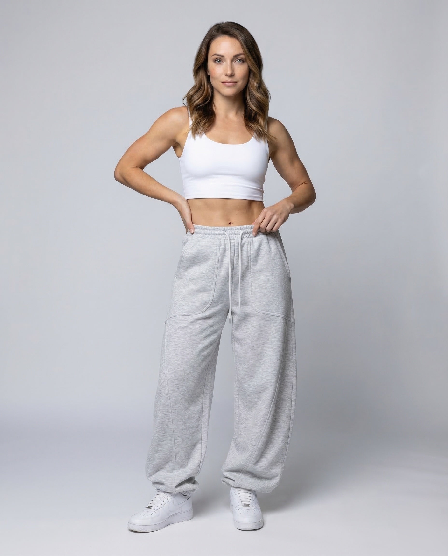Pantaloni Donna in Felpa Taglio Larga Cuciture Visibili - Brentozzi