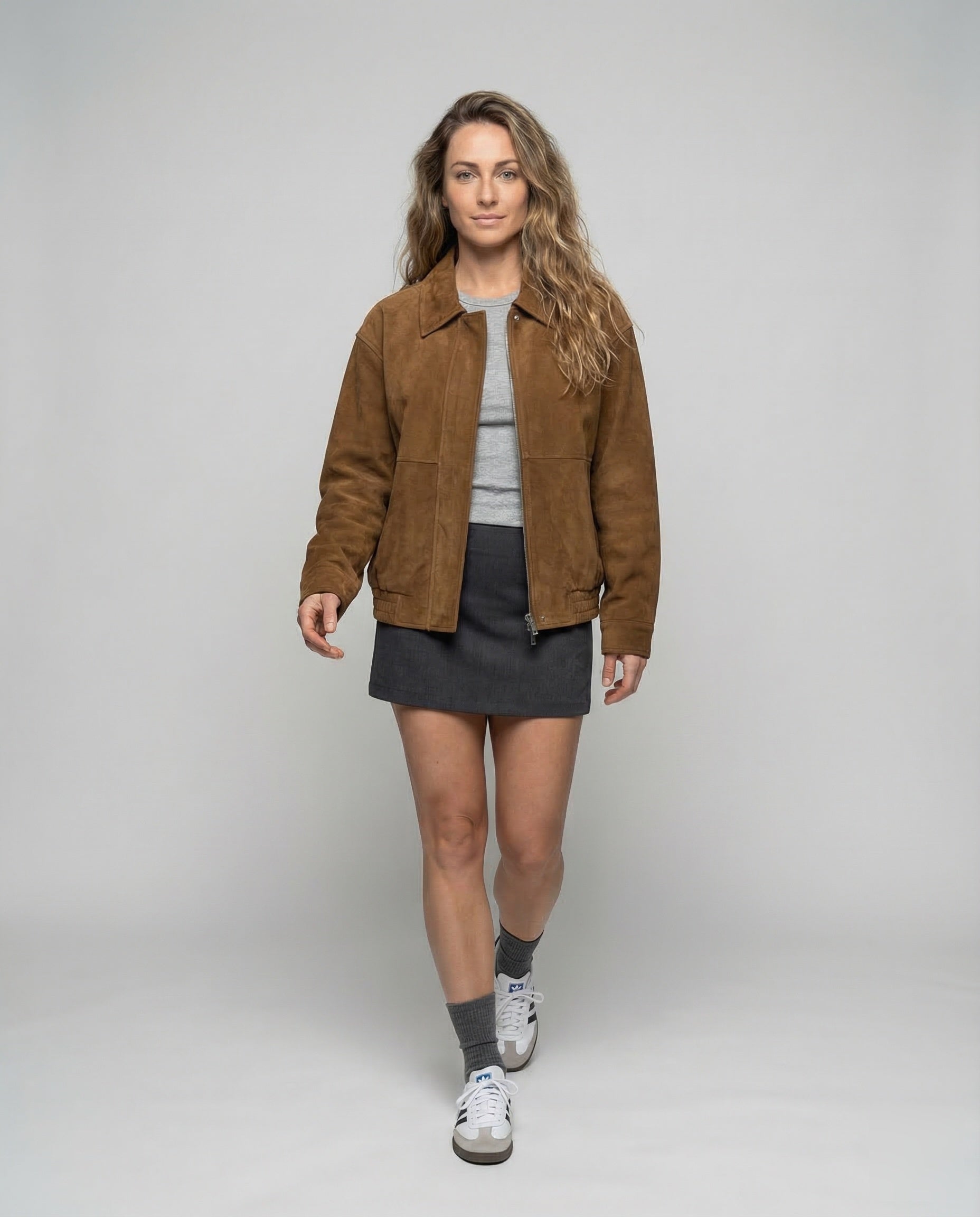 Giacca Donna in Pelle Scamosciata Vestibilità Ampia - Brentozzi