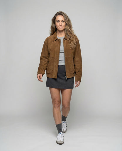 Giacca Donna in Pelle Scamosciata Vestibilità Ampia - Brentozzi
