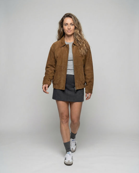 Giacca Donna in Pelle Scamosciata Vestibilità Ampia - Brentozzi