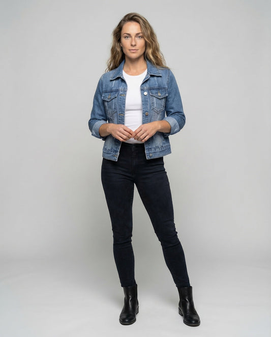 Giacca Jeans Donna Boxy Taglio Corto - Brentozzi