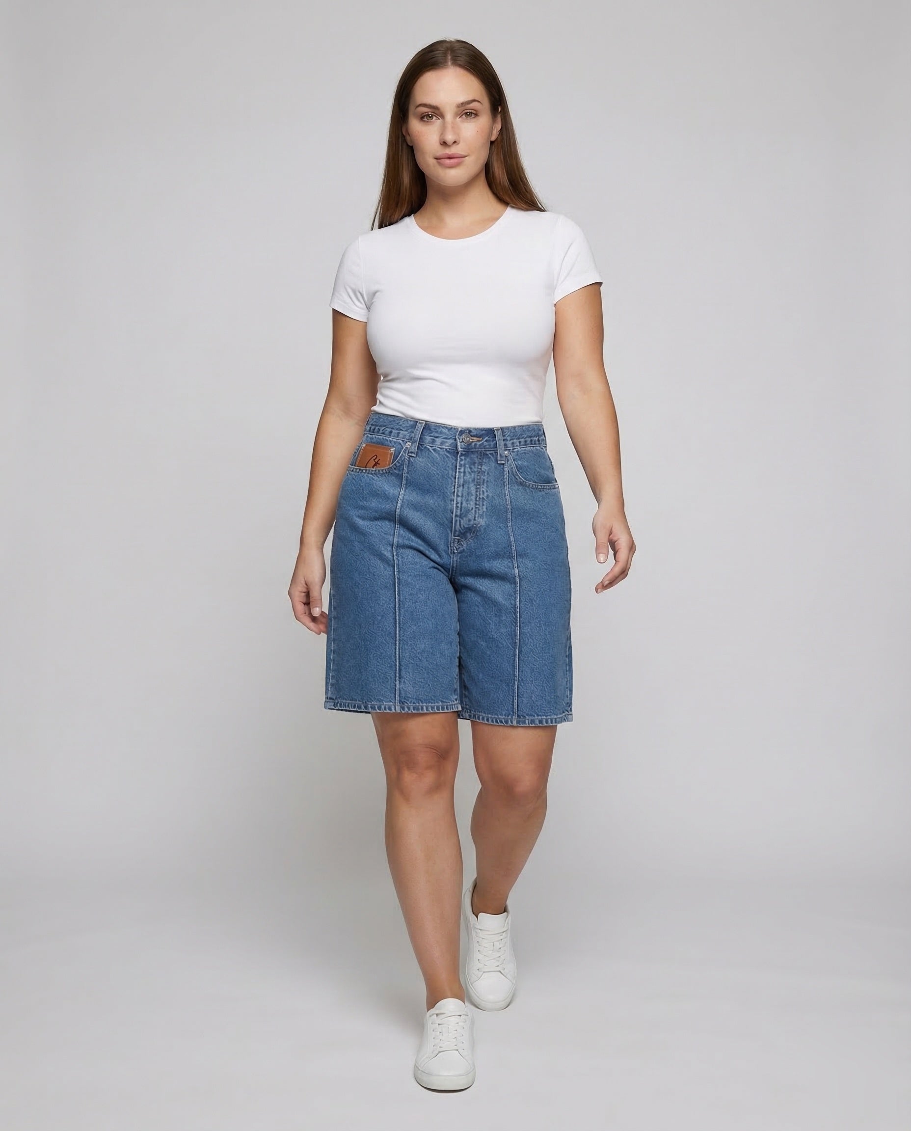 Bermuda Donna Denim Ricamato Casual - Brentozzi